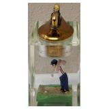 (1) Vintage Table Lighter - Set Inside a Base  (1) Clear Float Holder with a Golfer