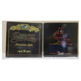 Classic sign covers from Busch Beer and Dewey Stevens Winery