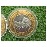 2 .999 Silver Limited Edition Ten Dollar Gaming Tokens