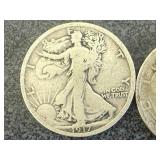 2 1917 Walking Liberty Half Dollars