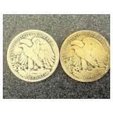 2 1917 Walking Liberty Half Dollars