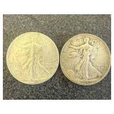 2 1941 Walking Liberty Half Dollars