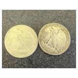 2 1941 Walking Liberty Half Dollars