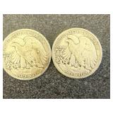 2 1943 Walking Liberty Half Dollars