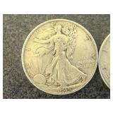 2 1945 Walking Liberty Half Dollars