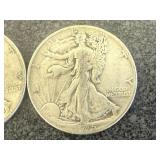 2 1945 Walking Liberty Half Dollars