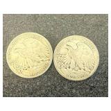 2 1945 Walking Liberty Half Dollars