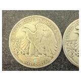 2 1945 Walking Liberty Half Dollars