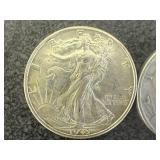 2 1943 Walking Liberty Half Dollars