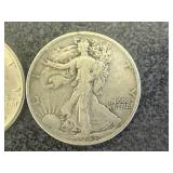 2 1943 Walking Liberty Half Dollars
