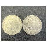 2 1943 Walking Liberty Half Dollars
