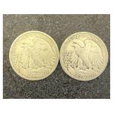 2 1945D Walking Liberty Half Dollars