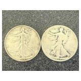 1937S & 1937 Walking Liberty Half Dollar