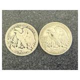 2 1936D Walking Liberty Half Dollars