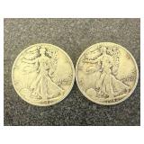 2 1942 Walking Liberty Half Dollars