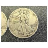 2 1942 Walking Liberty Half Dollars