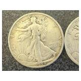 2 1944 Walking Liberty Half Dollars