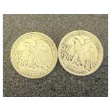 2 1944 Walking Liberty Half Dollars