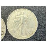 2 1939D Walking Liberty Half Dollars