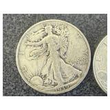 2 1939D Walking Liberty Half Dollars