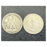 2 1939D Walking Liberty Half Dollars