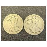 2 1917S Walking Liberty Half Dollars