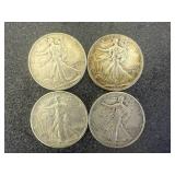 4 1942 Walking Liberty Half Dollars