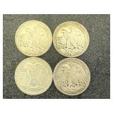 4 1942 Walking Liberty Half Dollars
