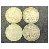 4 1942 Walking Liberty Half Dollars