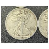 4 1943 Walking Liberty Half Dollars