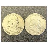 2 1952 Franklin Half Dollars