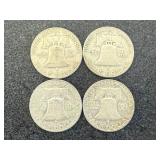 4 1959 Franklin Half Dollars