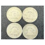 4 1960 Franklin Half Dollars