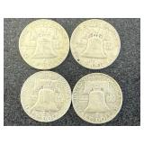 4 1960 Franklin Half Dollars