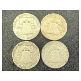 4 1952 Franklin Half Dollars