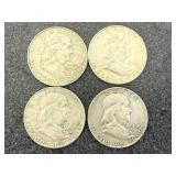 4 1962 Franklin Half Dollars