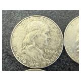 4 1962 Franklin Half Dollars