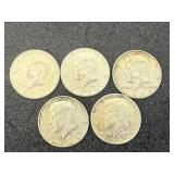 5 1964 Kennedy Half Dollars