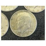 5 1964 Kennedy Half Dollars