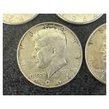 5 1964 Kennedy Half Dollars