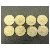 8 Kennedy Half Dollars 40% Silver