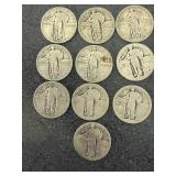10 Standing Liberty Quarters