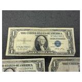 5 $1.00 Silver Certificates