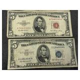 3 $5.00 Silver Certificates