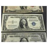 2 $1.00 & 1 $2.00 Silver Certificates