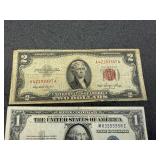 2 $1.00 & 1 $2.00 Silver Certificates