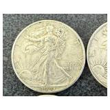4 1941 Walking Liberty Half Dollars