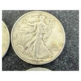 4 1941 Walking Liberty Half Dollars