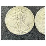 4 1941 Walking Liberty Half Dollars