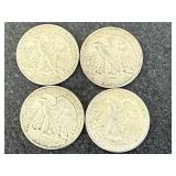 4 1941 Walking Liberty Half Dollars